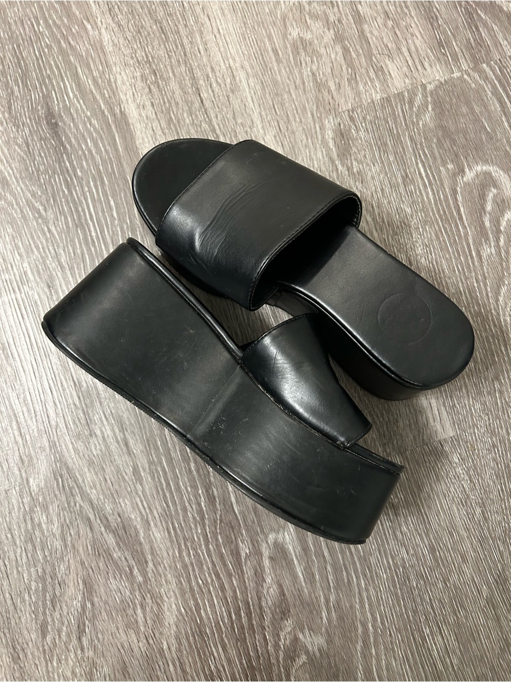 Black Leather Platform Sandals